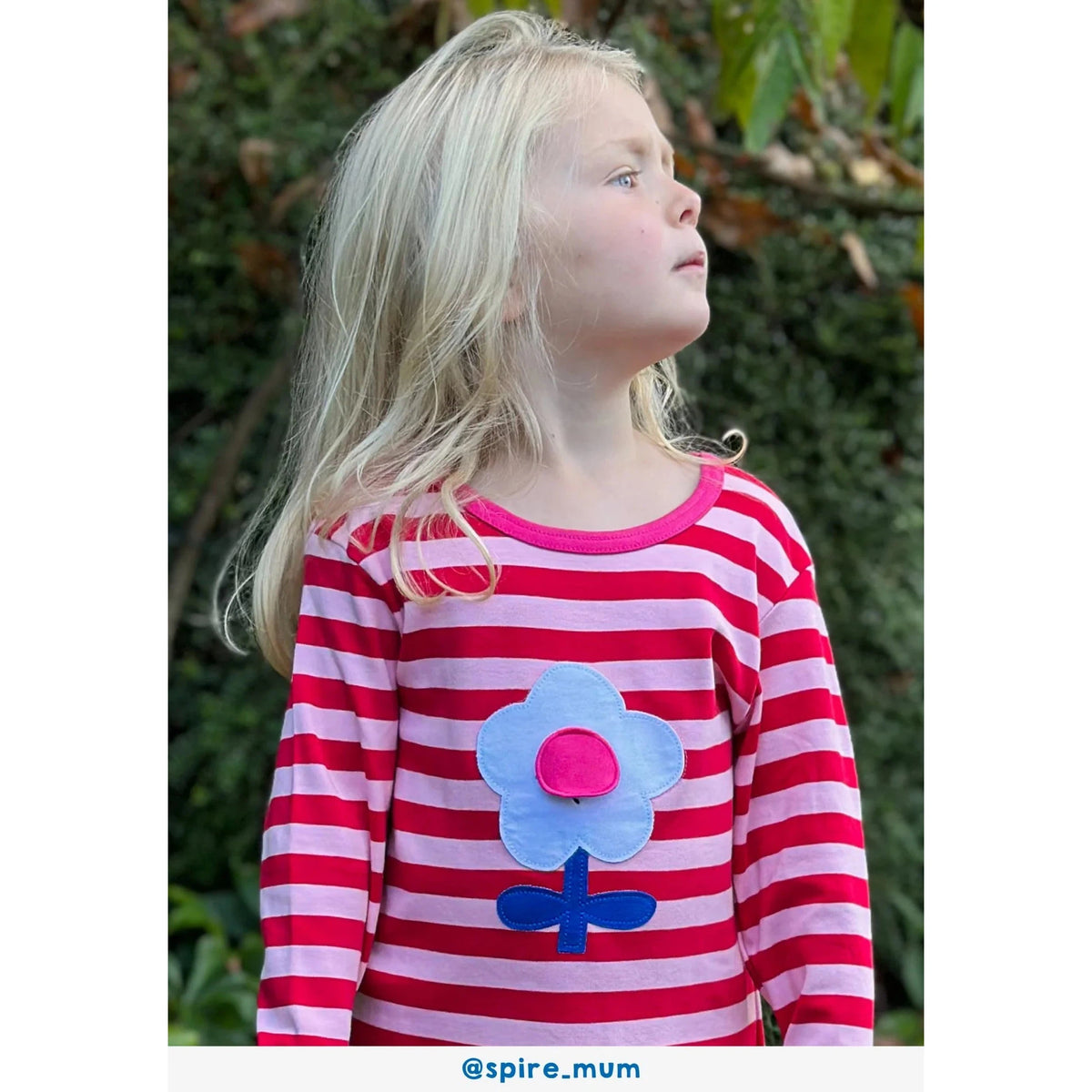 Pink Flower Applique Long Sleeve Shirt - 1 Left Size 6-7 years-Toby Tiger-Modern Rascals