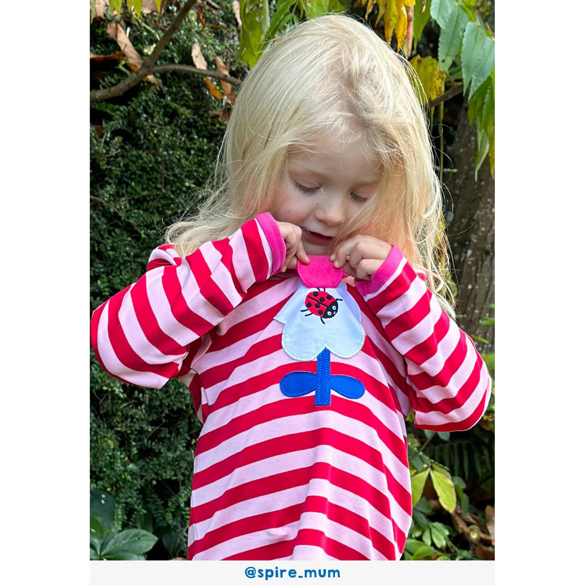 Pink Flower Applique Long Sleeve Shirt - 1 Left Size 6-7 years-Toby Tiger-Modern Rascals