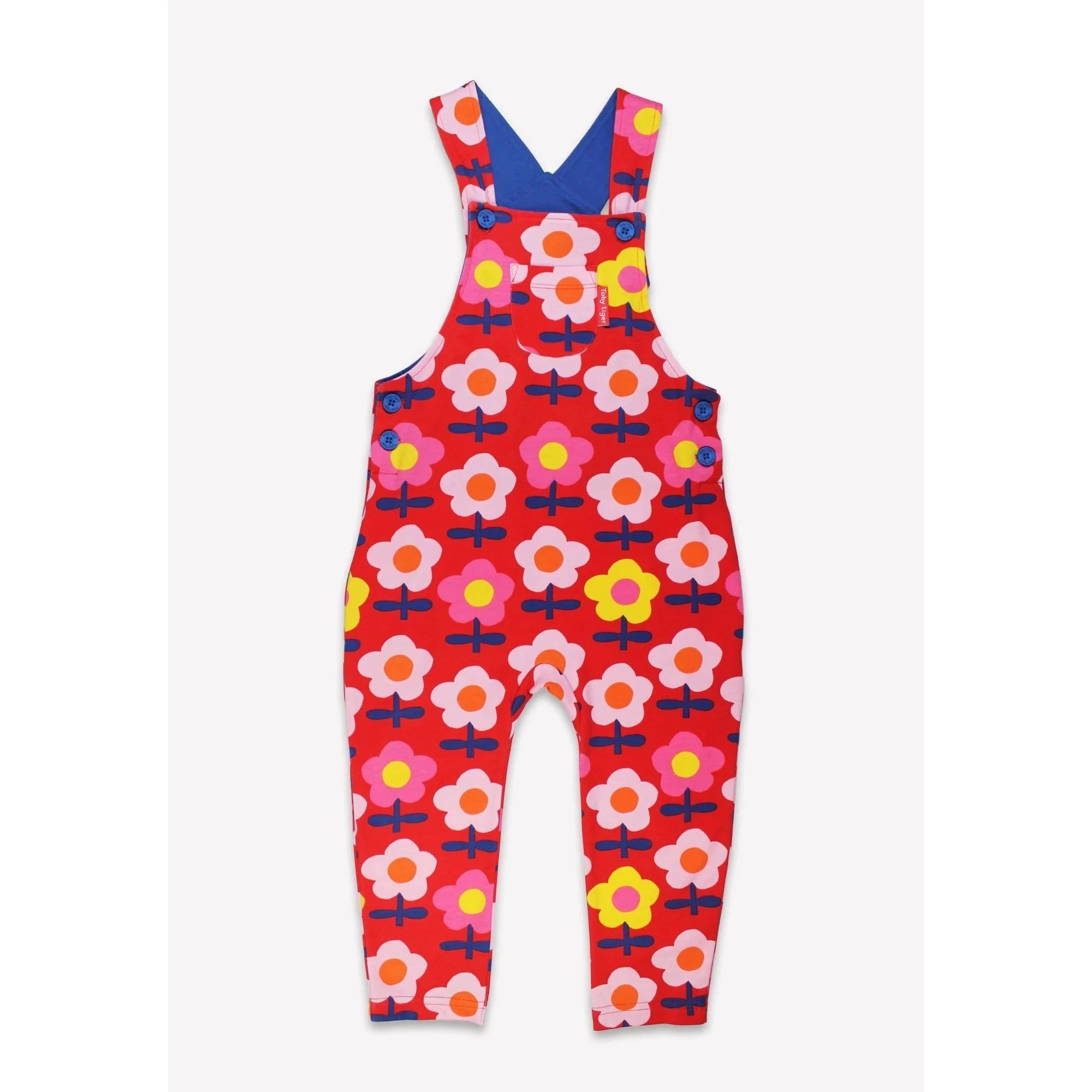 Pink Flower Print Dungarees - 2 Left Size 2-3 & 3-4 years-Toby Tiger-Modern Rascals