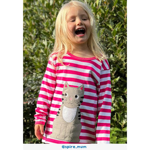 Pink Kitten Applique Long Sleeve Shirt-Toby Tiger-Modern Rascals