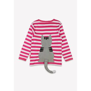 Pink Kitten Applique Long Sleeve Shirt-Toby Tiger-Modern Rascals