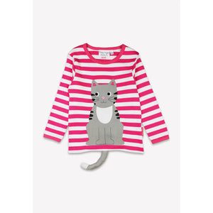 Pink Kitten Applique Long Sleeve Shirt-Toby Tiger-Modern Rascals