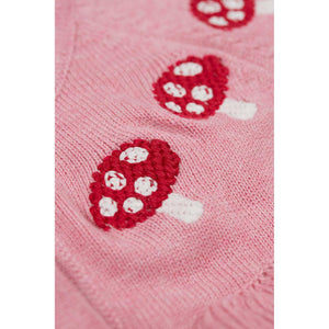 Pink Marl/Mushroom Romi Ruffle Cardigan - 1 Left Size 6-7 years-Frugi-Modern Rascals