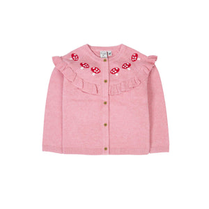 Pink Marl/Mushroom Romi Ruffle Cardigan - 1 Left Size 6-7 years-Frugi-Modern Rascals