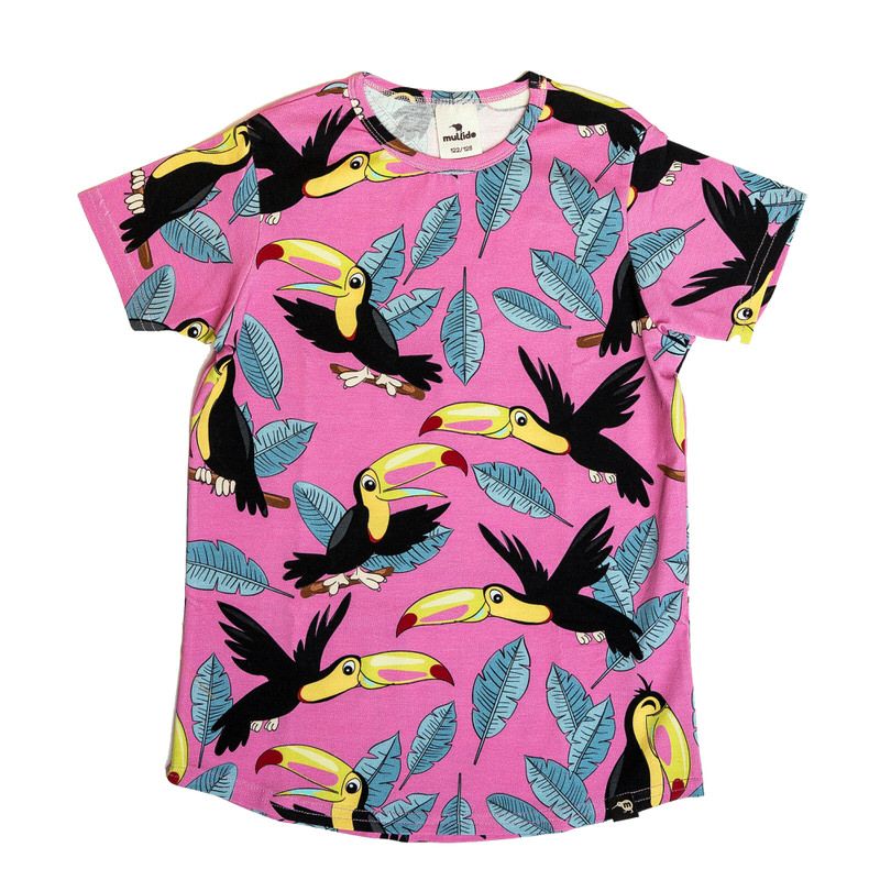 Pink Toucan Short Sleeve Shirt - 1 Left Size 4-6 years-Mullido-Modern Rascals
