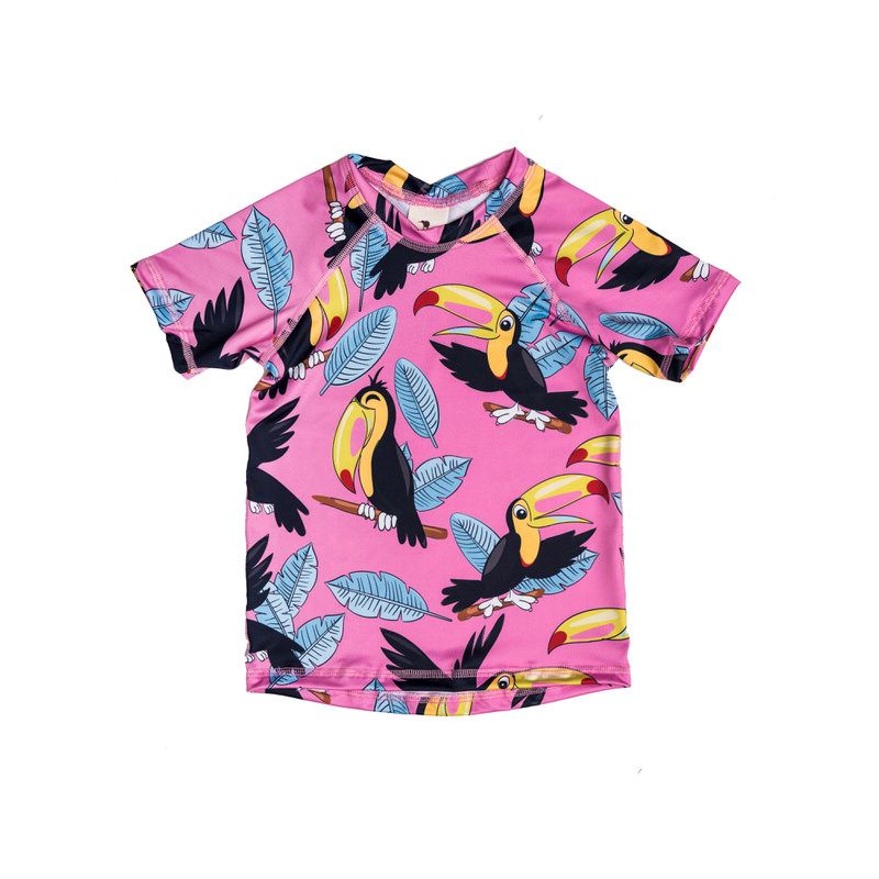 Pink Toucan Short Sleeve Swim Shirt - 2 Left Size 2-4 years-Mullido-Modern Rascals
