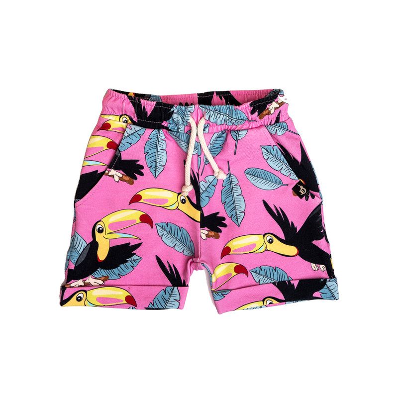 Pink Toucan Shorts - 1 Left Size 2-4 years-Mullido-Modern Rascals