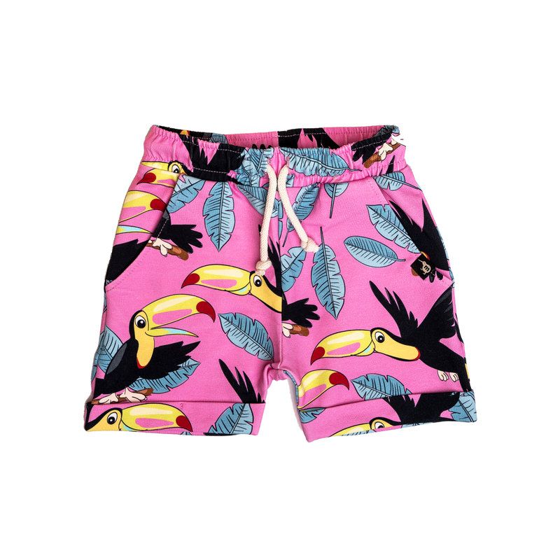 Pink Toucan Shorts - 2 Left Size 2-4 & 8-10 years-Mullido-Modern Rascals