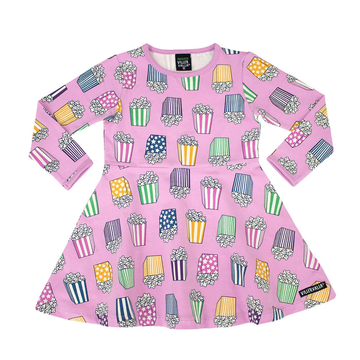 Popcorn Half Circle Long Sleeve Dress - Light Fuchsia - 1 Left Size 11-12 years-Villervalla-Modern Rascals