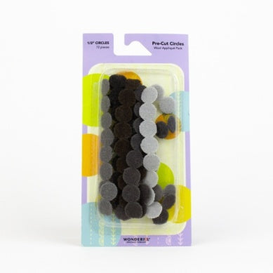 Pre-Cut Wool Circle Pack - 1/2" Grey-WonderFil Specialty Threads-Modern Rascals
