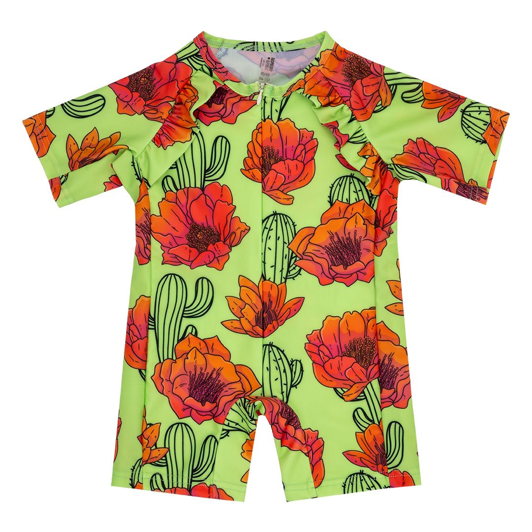 Prickly Pears Sunsafe Swimsuit With Ruffles - 2 Left Size 2-3 & 7-9 years-Raspberry Republic-Modern Rascals