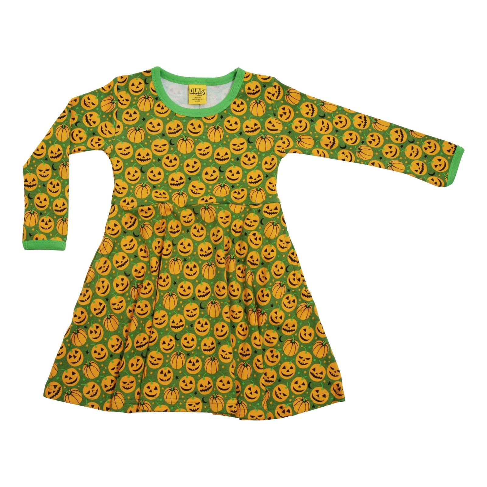 Pumpkin - Dark Green Long Sleeve Skater Dress - 1 Left Size 7-8 years-Duns Sweden-Modern Rascals