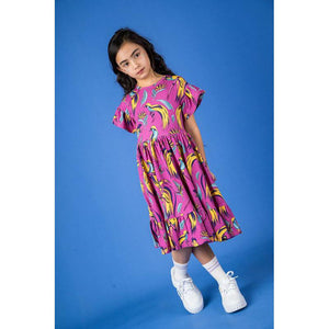 Purple Bird of Paradise Short Sleeve Skater Dress - 1 Left Size 8-10 years-Mullido-Modern Rascals