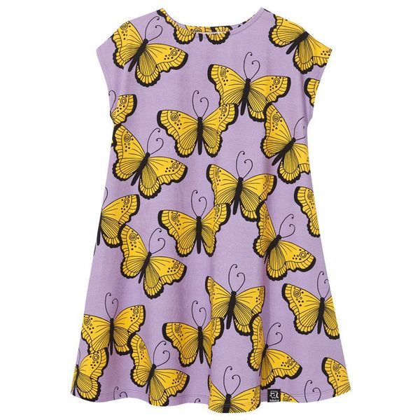Purple Butterflies Short Sleeve Casual Dress-KuKuKid-Modern Rascals