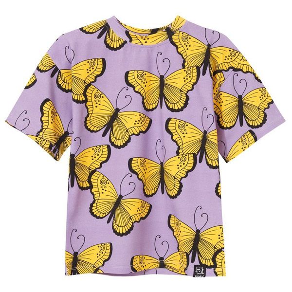 Purple Butterflies Short Sleeve Shirt-KuKuKid-Modern Rascals