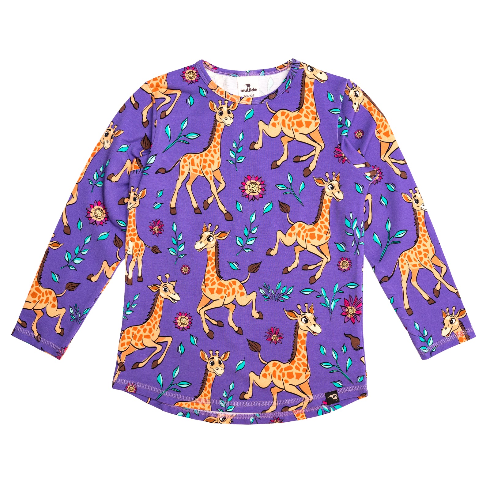 Purple Giraffes Long Sleeve Shirt - 1 Left Size 8-10 years-Mullido-Modern Rascals