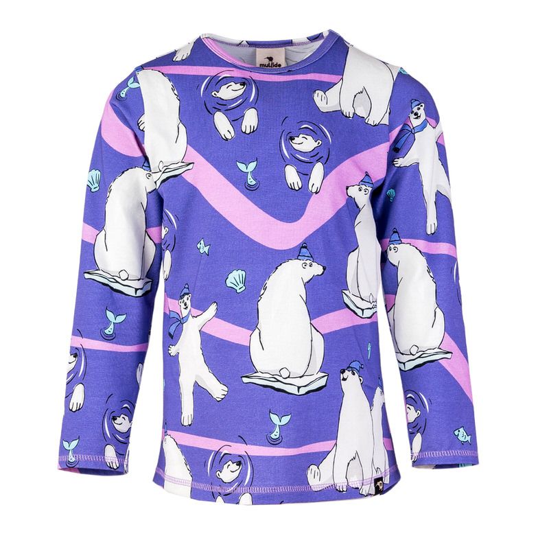 Purple Polar Bear Long Sleeve Shirt - 1 Left Size 4-6 years-Mullido-Modern Rascals