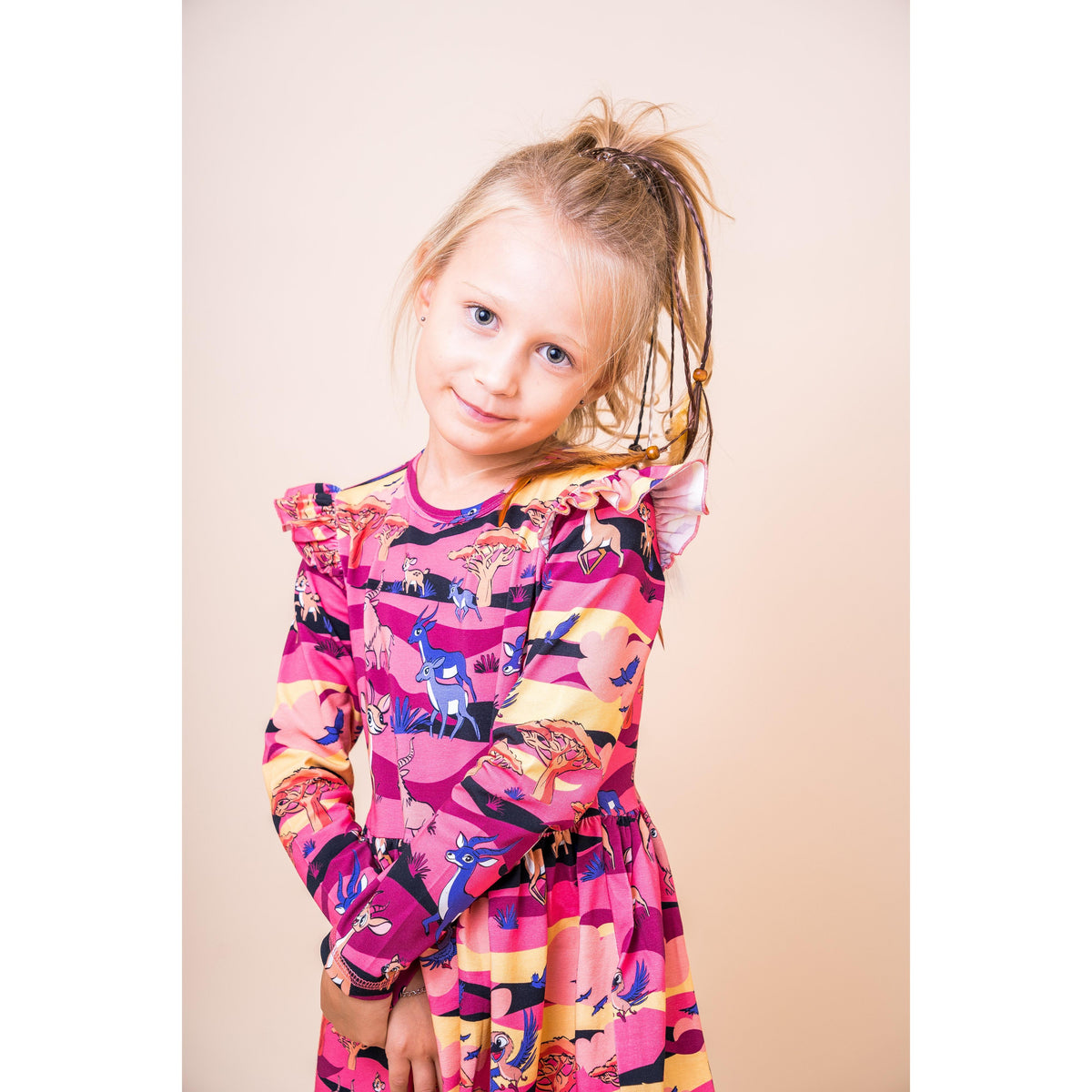 Purple Savanna Long Sleeve Dress - 1 Left Size 8-10 years-Mullido-Modern Rascals