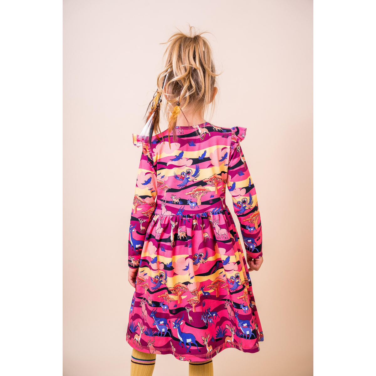 Purple Savanna Long Sleeve Dress - 1 Left Size 8-10 years-Mullido-Modern Rascals
