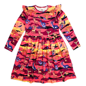 Purple Savanna Long Sleeve Dress - 1 Left Size 8-10 years-Mullido-Modern Rascals