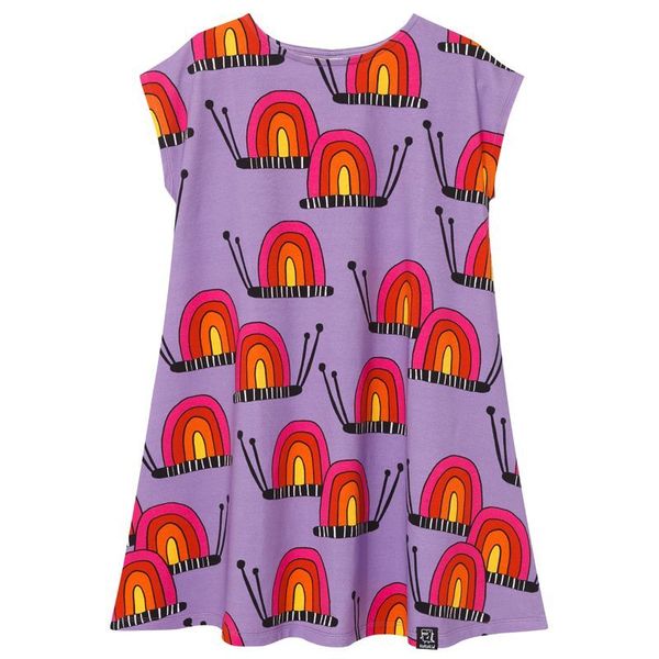 Purple Snails Short Sleeve Casual Dress-KuKuKid-Modern Rascals