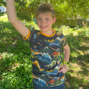 Quilted Mountains Short Sleeve Shirt - 1 Left Size 3-4 years-Uddevalla Barn-Modern Rascals