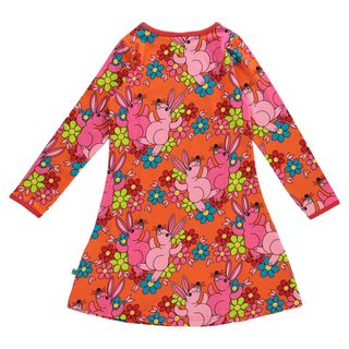 Rabbits And Flowers Long Sleeve Dress - 1 Left Size 9-10 years-Smafolk-Modern Rascals
