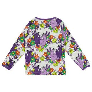 Rabbits And Flowers Long Sleeve Shirt in Cream-Smafolk-Modern Rascals