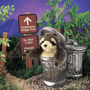 Raccoon in a Trash Can Hand Puppet-Folkmanis Puppets-Modern Rascals