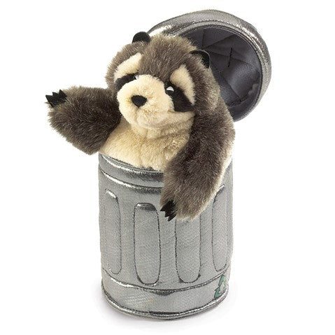 Raccoon in a Trash Can Hand Puppet-Folkmanis Puppets-Modern Rascals