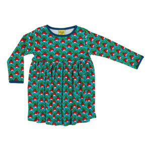 Radish - Blue Long Sleeve Dress With Gathered Skirt - 2 Left Size 9-10 & 10-11 years-Duns Sweden-Modern Rascals