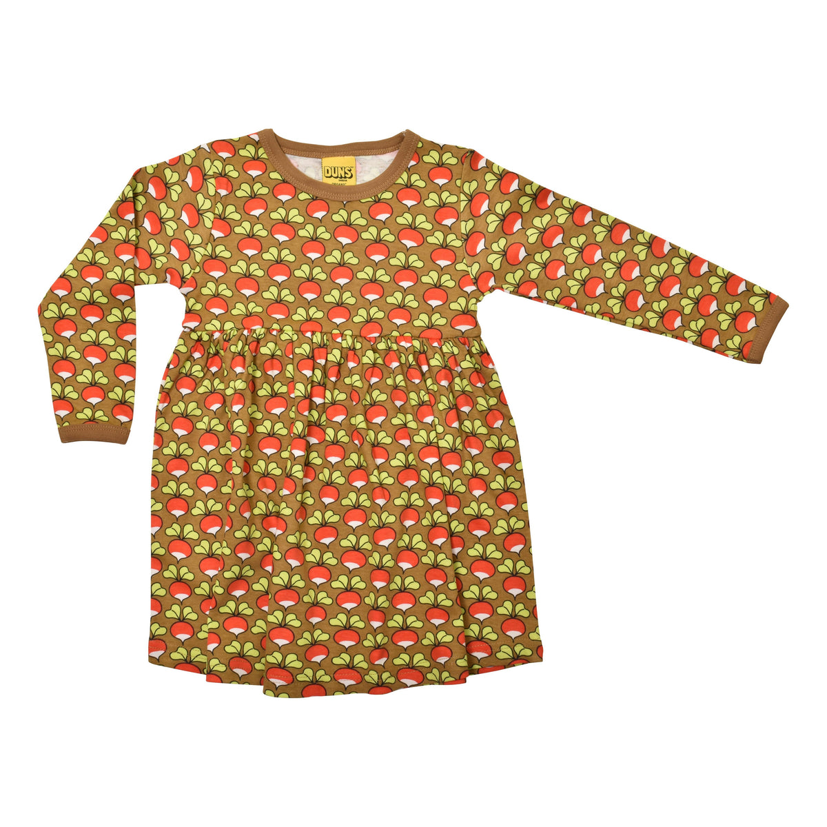 Radish - Brown Long Sleeve Dress With Gathered Skirt - 1 Left Size 2-3 years-Duns Sweden-Modern Rascals