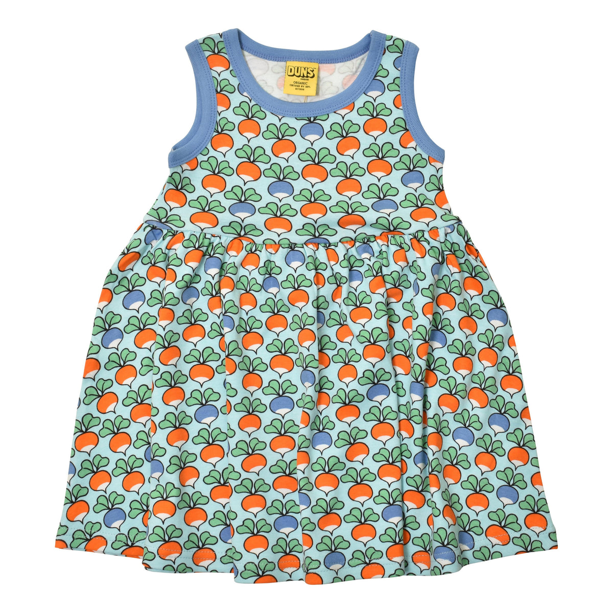 Radish - Multi Blue Sleeveless Dress With Gathered Skirt - 2 Left Size 5-6 & 12-13 years-Duns Sweden-Modern Rascals