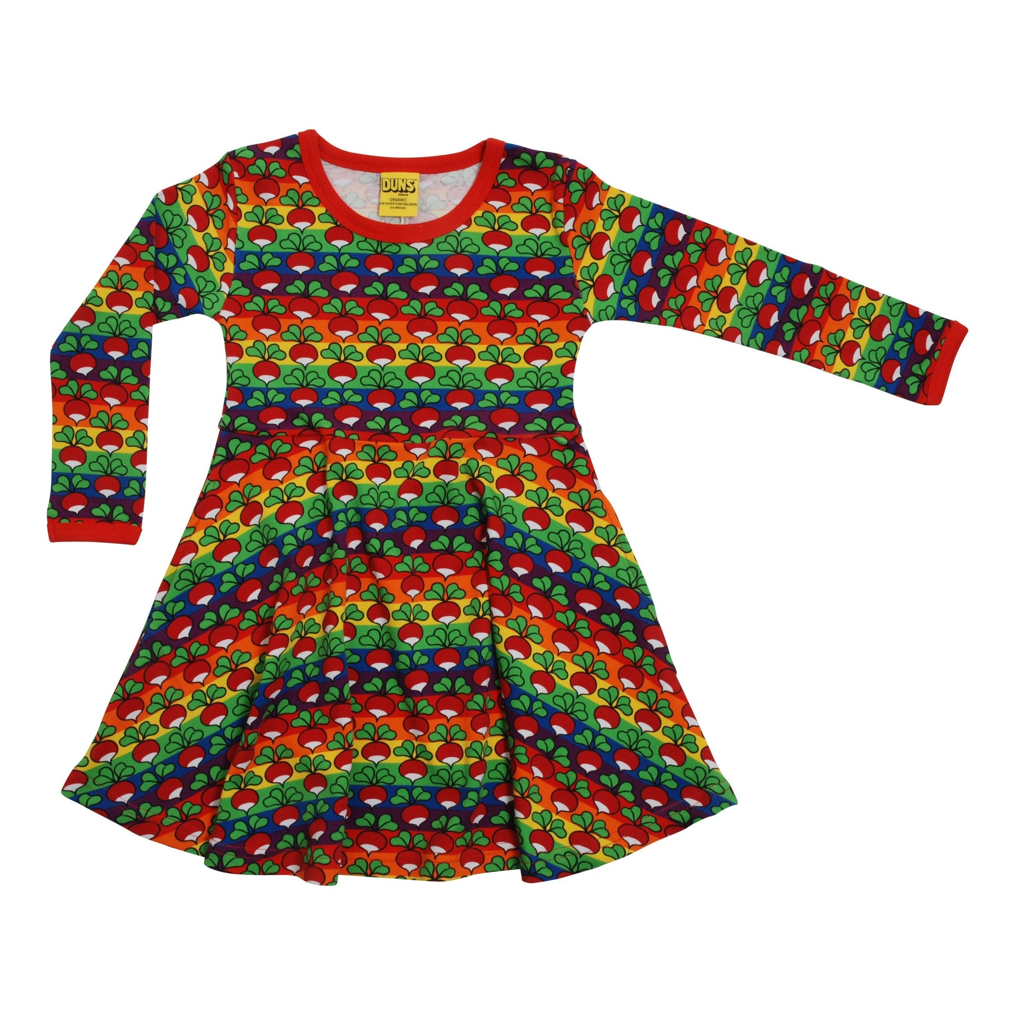 Radish - Rainbow Stripe Long Sleeve Skater Dress - 1 Left Size 11-12 years-Duns Sweden-Modern Rascals