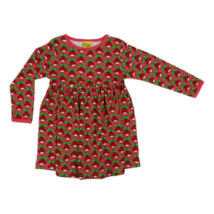 Radish - Red Long Sleeve Dress With Gathered Skirt - 2 Left Size 10-11 years-Duns Sweden-Modern Rascals