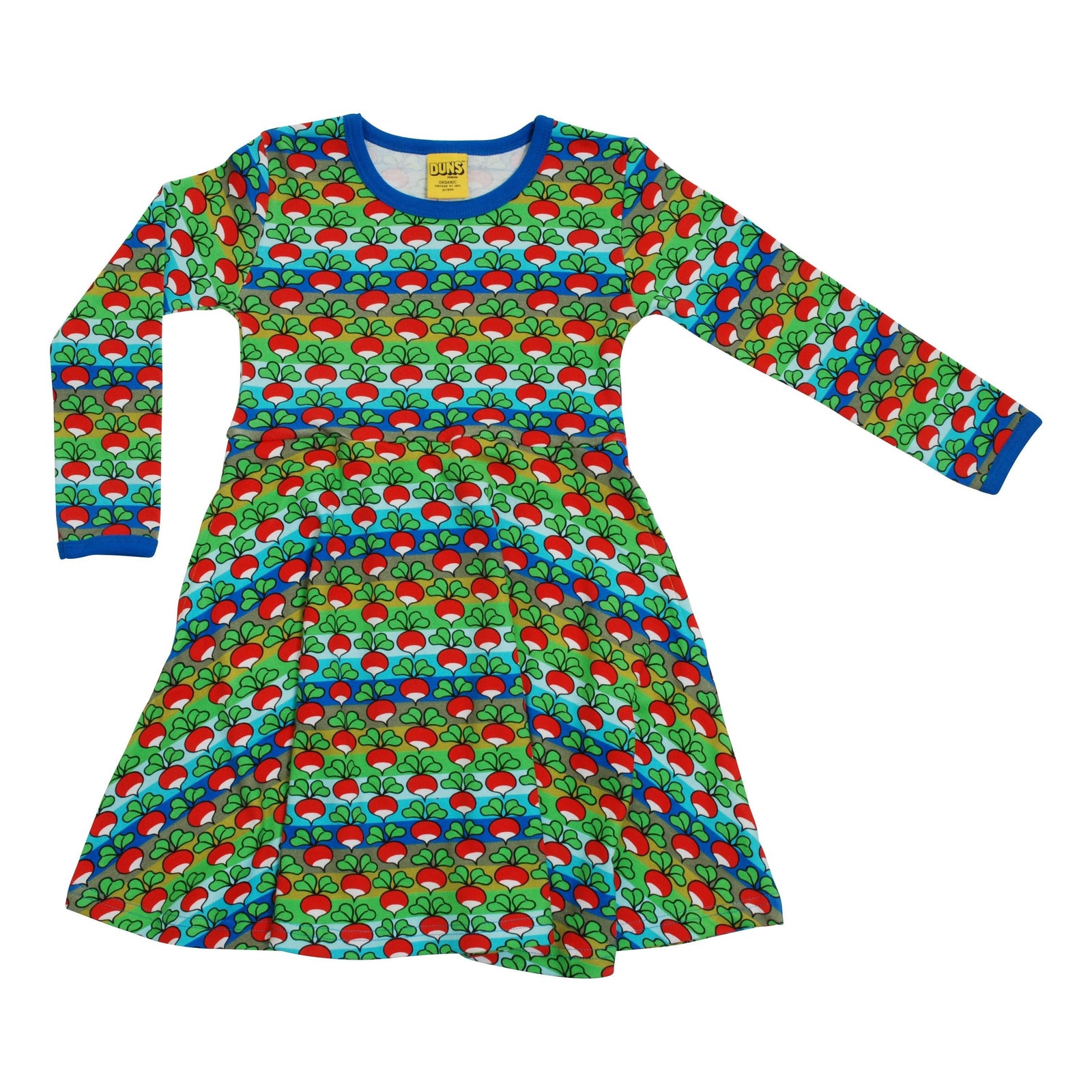 Radish Stripe - Blue/Green Long Sleeve Skater Dress - 2 Left Size 8-9 & 9-10 years-Duns Sweden-Modern Rascals