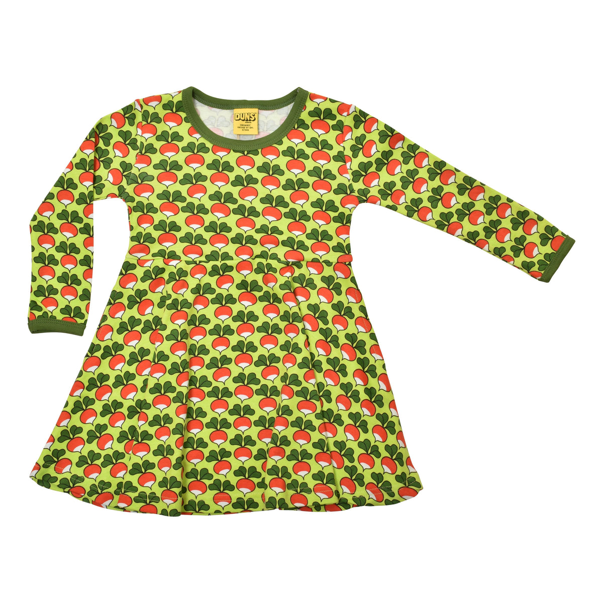 Radish - Tender Shoots Green Long Sleeve Skater Dress-Duns Sweden-Modern Rascals