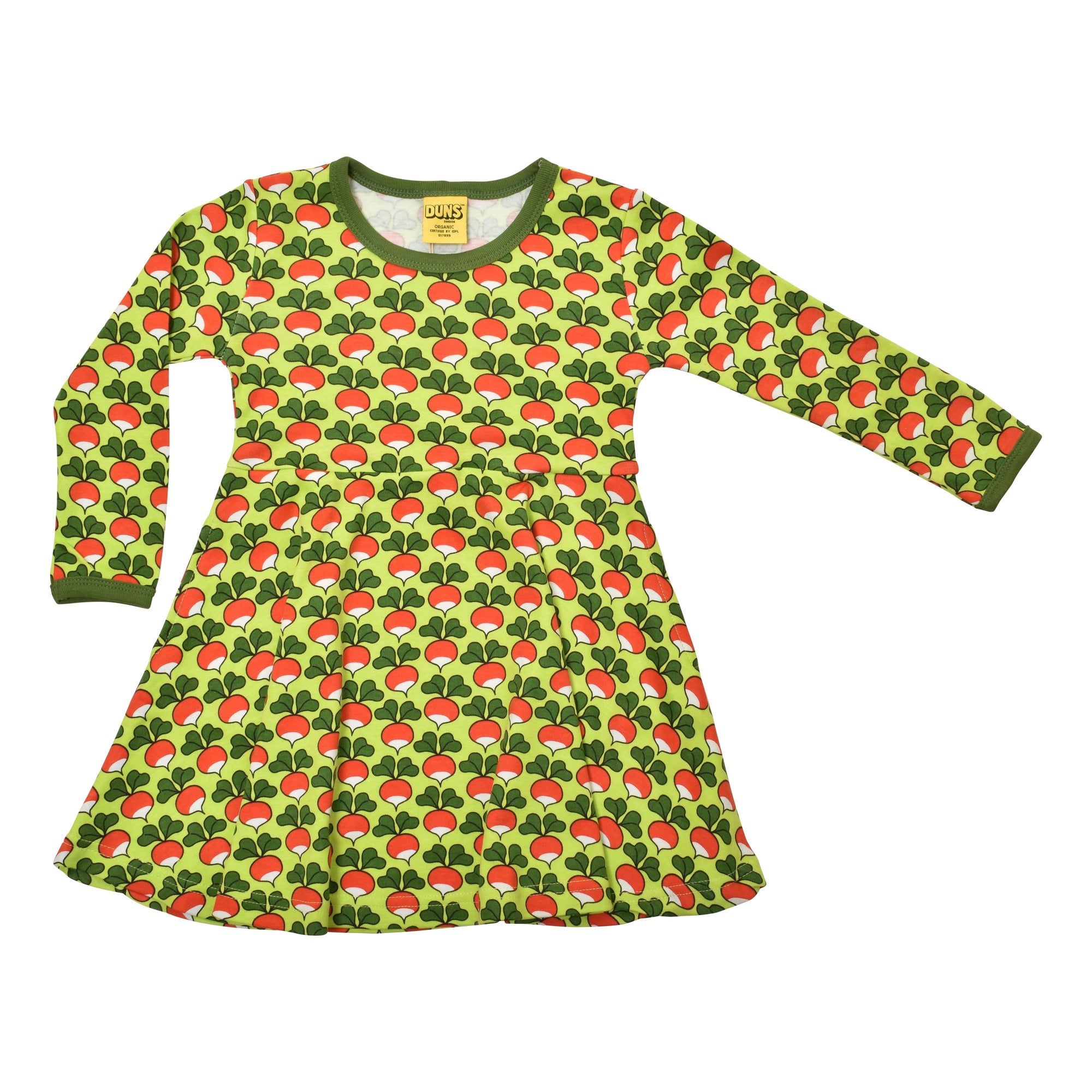 Radish - Tender Shoots Green Long Sleeve Skater Dress-Duns Sweden-Modern Rascals