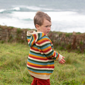 Rainbow Cozy Knitted Hooded Cardigan - 1 Left Size 5-6 years-Little Green Radicals-Modern Rascals