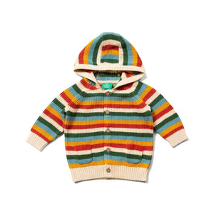 Rainbow Cozy Knitted Hooded Cardigan - 1 Left Size 5-6 years-Little Green Radicals-Modern Rascals