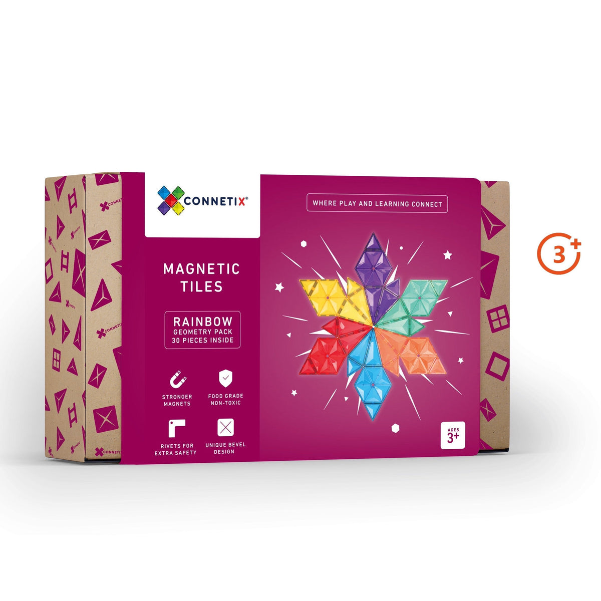 Rainbow Geometry Pack - 30 Pieces-Connetix-Modern Rascals