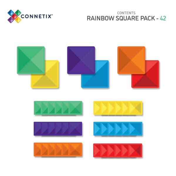 Connetix 102 Pieces - Creative Pack - Rainbow -100% Non-toxic ABS