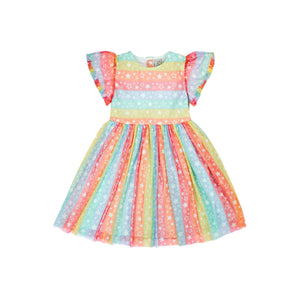 Rainbow Star/Stripe Penny Party Dress-Frugi-Modern Rascals