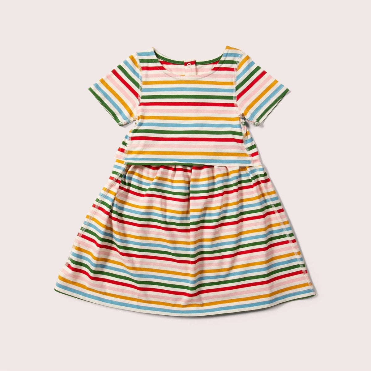 Rainbow Stripe Adaptive Easy Peasy Short Sleeve Dress - 1 Left Size 2-3 years-Little Green Radicals-Modern Rascals