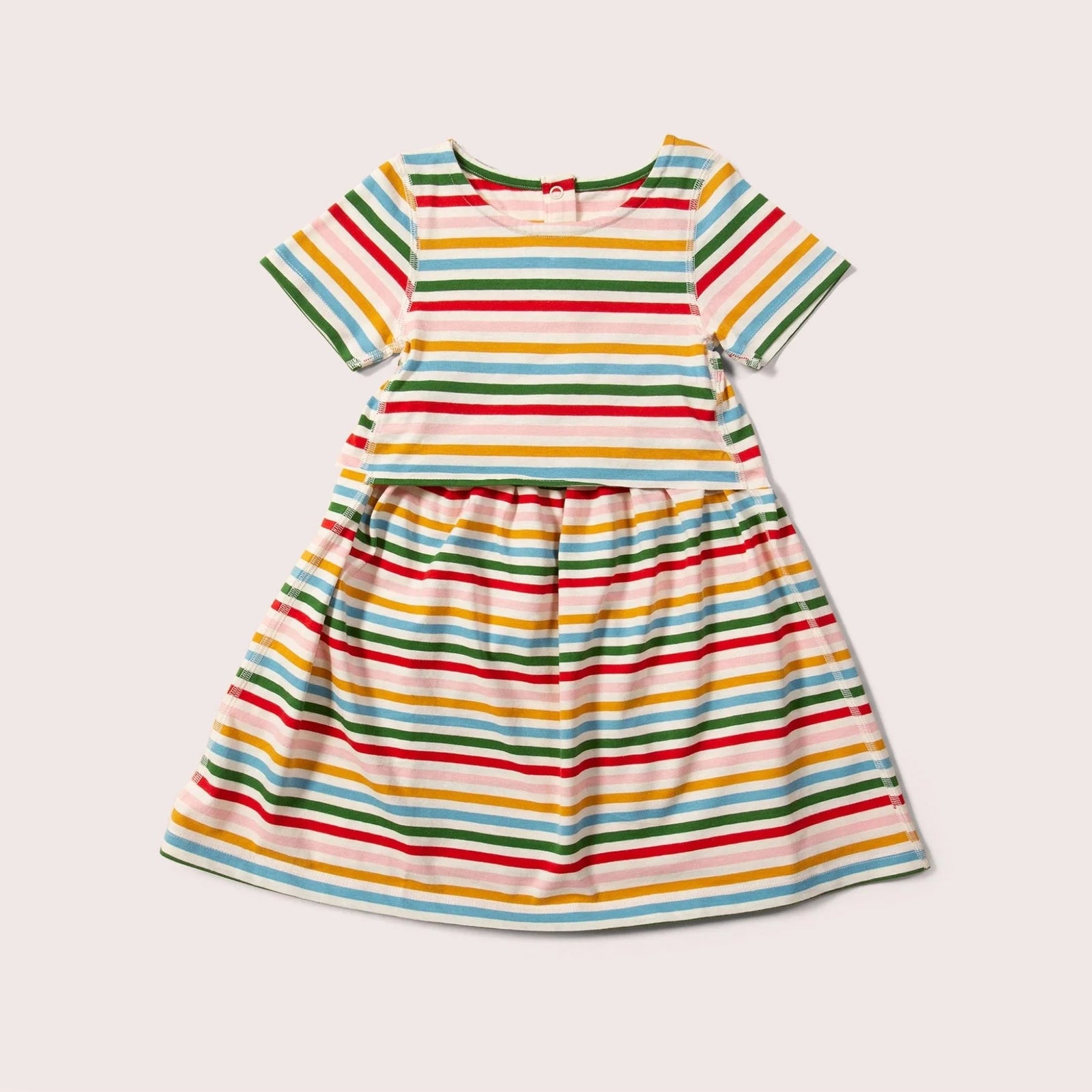 Rainbow Stripe Adaptive Easy Peasy Short Sleeve Dress - 1 Left Size 2-3 years-Little Green Radicals-Modern Rascals