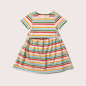 Rainbow Stripe Adaptive Easy Peasy Short Sleeve Dress - 1 Left Size 2-3 years-Little Green Radicals-Modern Rascals