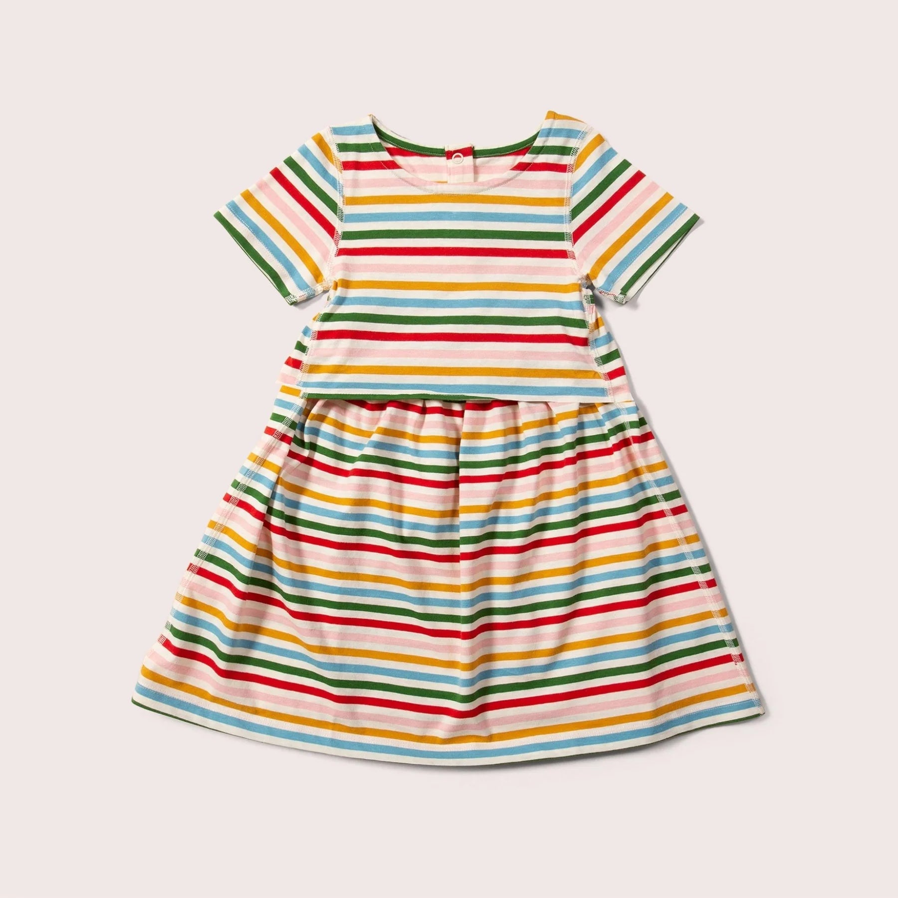 Rainbow Stripe Adaptive Easy Peasy Short Sleeve Dress-Little Green Radicals-Modern Rascals