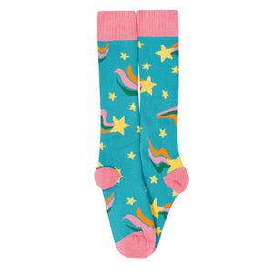 Rainbow Stripe Boot Socks - 2 Pack - 1 Left Size 4-6 years-Frugi-Modern Rascals