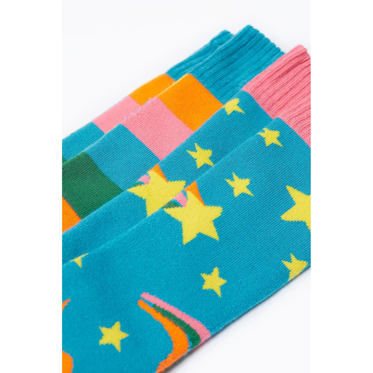 Rainbow Stripe Boot Socks - 2 Pack - 1 Left Size 4-6 years-Frugi-Modern Rascals