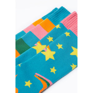 Rainbow Stripe Boot Socks - 2 Pack - 1 Left Size 4-6 years-Frugi-Modern Rascals